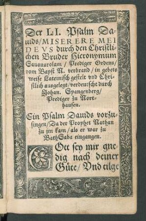Der LI. Psalm Davids/ Miserere Mei Deus ...