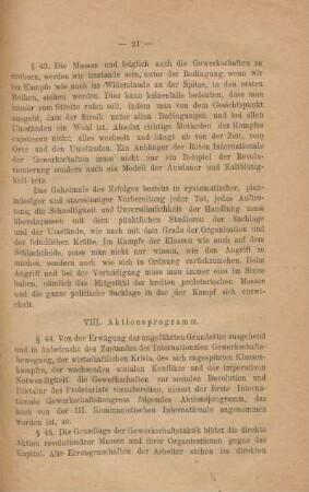 VIII. Aktionsprogramm.