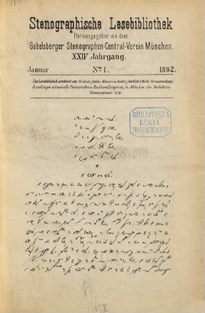 Stenographische Lesebibliothek. 24. 1892