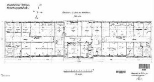 Tübingen Hbf: Empfangsgebäude Verwaltungsgeb.Mittelbau Grundrisse 2.OG,DG (bauliche Veränder.)