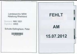 Entnazifizierung Peter Schulte-Kellinghaus, geb. 29.06.1901 (Landwirt)