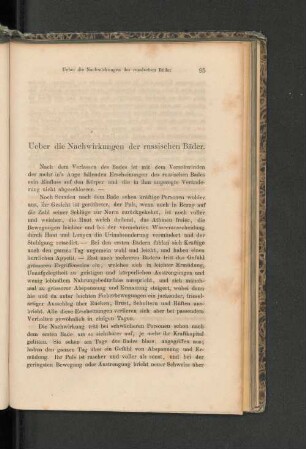 Ueber die Nachwirkungen der russischen Bäder.