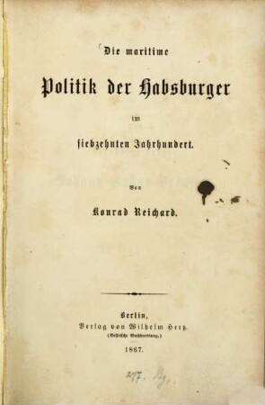 Die maritime Politik der Habsburger im siebzehnten Jahrhundert
