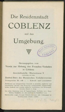 Die Residenzstadt Coblenz und ihre Umgebung