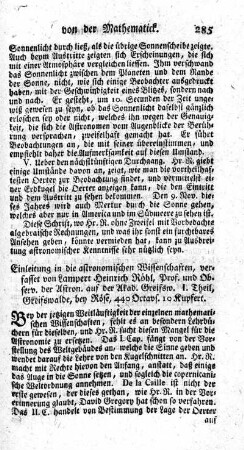 Einleitung in die astronomischen Wissenschaften.