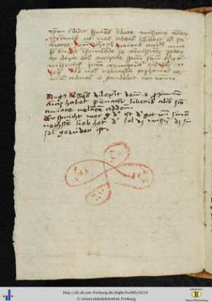 (108bv) Nachtrag (15. Jh.): Lateinisches Zitat aus Augustinus (Enarrationes in psalmos; PL 37, 1347 Z. 33-35) mit deutscher Übersetzung.