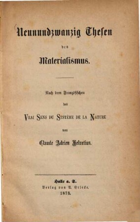 Neunundzwanzig Thesen des Materialismus