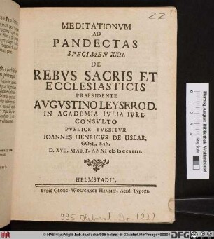 De Rebvs Sacris Et Ecclesiasticis