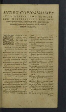 Index copiosissimus