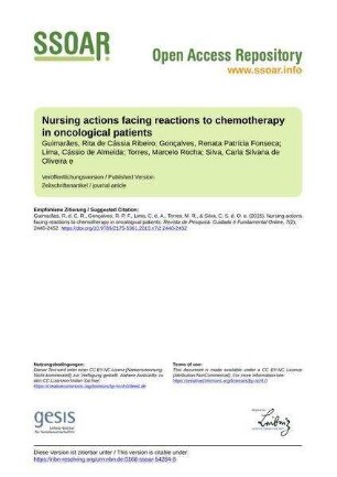Nursing actions facing reactions to chemotherapy in oncological patients