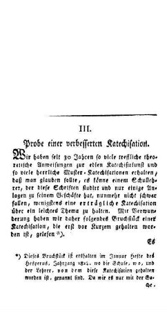 Probe einer verbesserten Katechisation