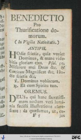 Benedictio Pro Thurificatione domorum.