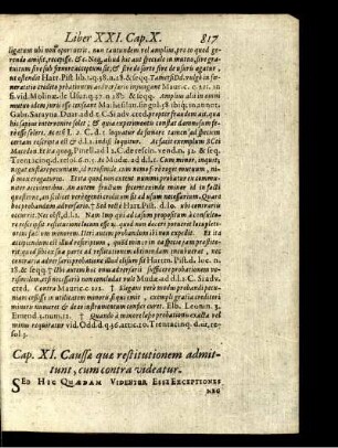 Cap. XI. Caussae quae restitutionem admittunt, cum contra videatur