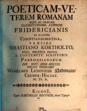 Poeticam veterem romanam aeque ac graecam