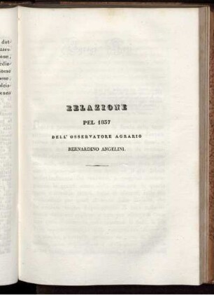 Relazione pel 1837 Dell' Osservatore Agrario