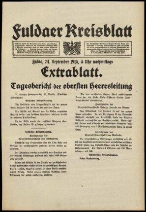 Ausgabe vom Freitag, den 24. September 1915.