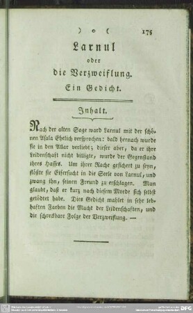Larnul oder die Verzweiflung. Ein Gedicht