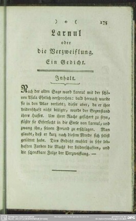 Larnul oder die Verzweiflung. Ein Gedicht
