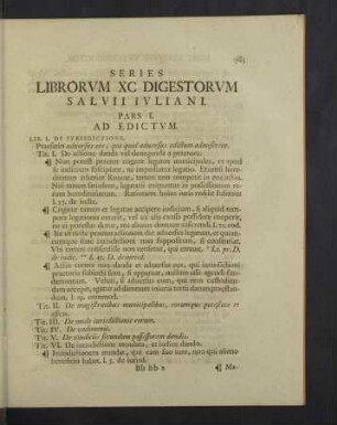 Series librorum digestorum salvii ivliani.