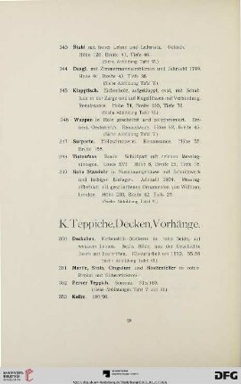 Teppiche, Decken, Vorhänge, Gemälde und Stiche (Nr. 350-377)