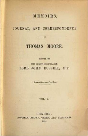 Memoirs, journal, and correspondence of Thomas Moore, 5. Diary of Thomas Moore ; 1825-continued ...