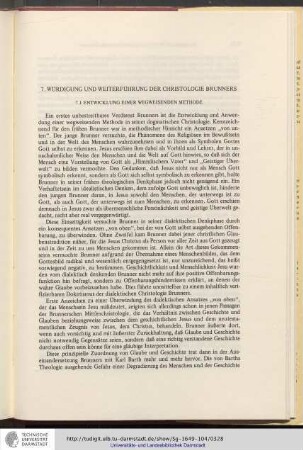 7. Würdigung und Weiterführung der Christologie Brunners