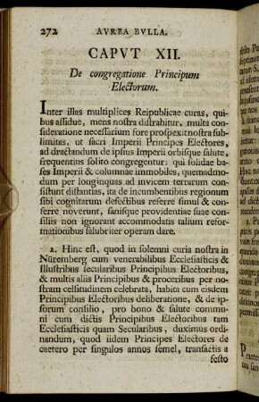 Caput XII. De congregatione Principum Electorum. - Caput XXX. De institutione Principum Electorum in Linguis.