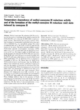 Temperature dependence of methyl-coenzyme M reductase activity and of the formation of the methyl-coenzyme M reductase red2 state induced by coenzyme B