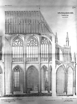 Längsschnitt durch das Presbyterium der Bartholomäuskirche in Kolín