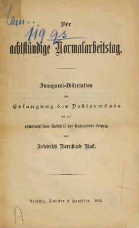 Der achtstündige Normalarbeitstag