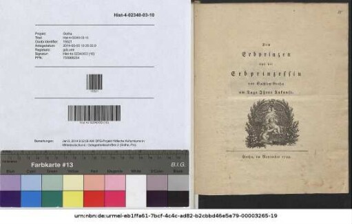 Dem Erbprinzen und der Erbprinzessin von Sachsen-Gotha am Tage Ihrer Ankunft