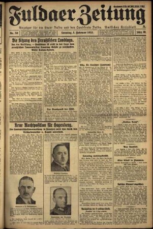 Erste Ausgabe vom Sonntag, den 05. Februar 1933.