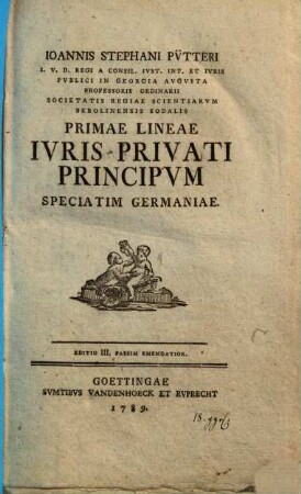 Primae lineae iuris privati principum speciatim Germaniae