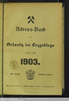 1.1903: Adress-Buch für Oelsnitz im Erzgebirge : auf d. Jahr ...