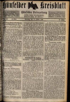 Zweite Ausgabe vom Samstag, den 19. Oktober 1929.