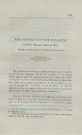 Eine Definition der Polaren.