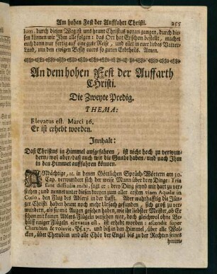 255-261, An dem hohen Fest der Auffarth Christi. Die Zweyte Predig