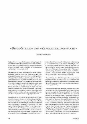"Binde-Strich" und "Zergliederungs-Sucht"