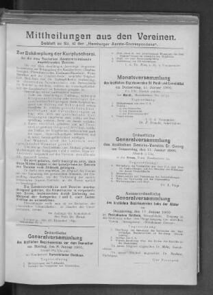 Mittheilungen aus den Vereinen.