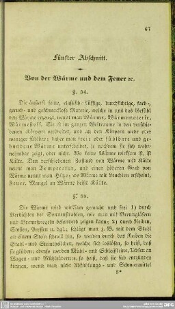 Fünfter Abschnitt. Von der Wärme und dem Feuer etc.