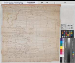 Ahle (Bünde) Abfindungsanteile des Königs und der adligen Güter Nienburg und Bruchmühlen in der Ahler Mark 1788 100 rh. Ruten = 13,7 cm 47 x 49 Zeichnung J.C. Schlömann Spez.Verz. Markenkarten IX Nr. 14