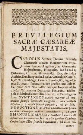 Privilegium Sacræ Cæsareæ Majestatis.