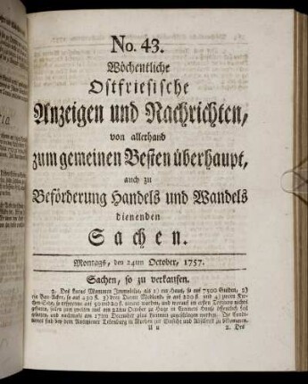 No. 43. Montags, den 24ten October, 1757.