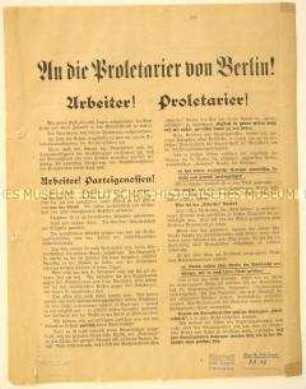 Programmatischer Aufruf des Spartakusbundes an die Arbeiter zum dritten Generalstreik gegen die Regierung Ebert-Scheidemann-Noske