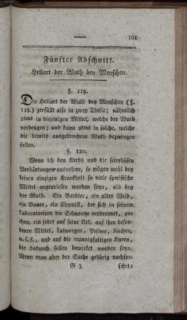 Fünfter Abschnitt. Heilart der Wuth bey Menschen.