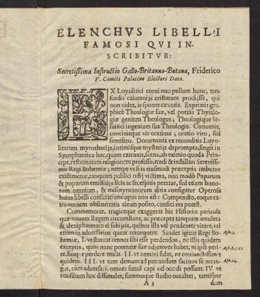 A3r-B4v, Elenchus libelli famosi qui inscribitur