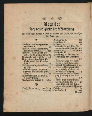 Register über beyde Theile der Abhandlung