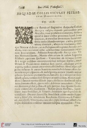 Cap. XIX: Arquadae collis vicus, et […]