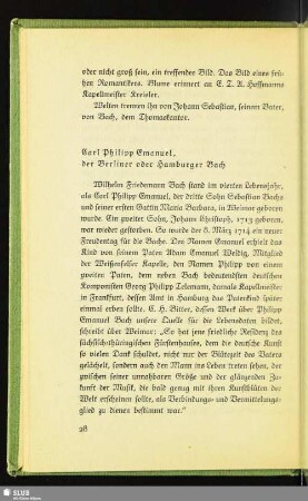 Carl Philipp Emanuel, der Berliner oder Hamburger Bach