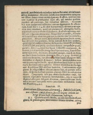 Punctum IV. Sententiam Ebraeorum aliorumque Melchisedekum, non obstante Mosis silentio, speciali origine Semum aut Pelegi filiium ...